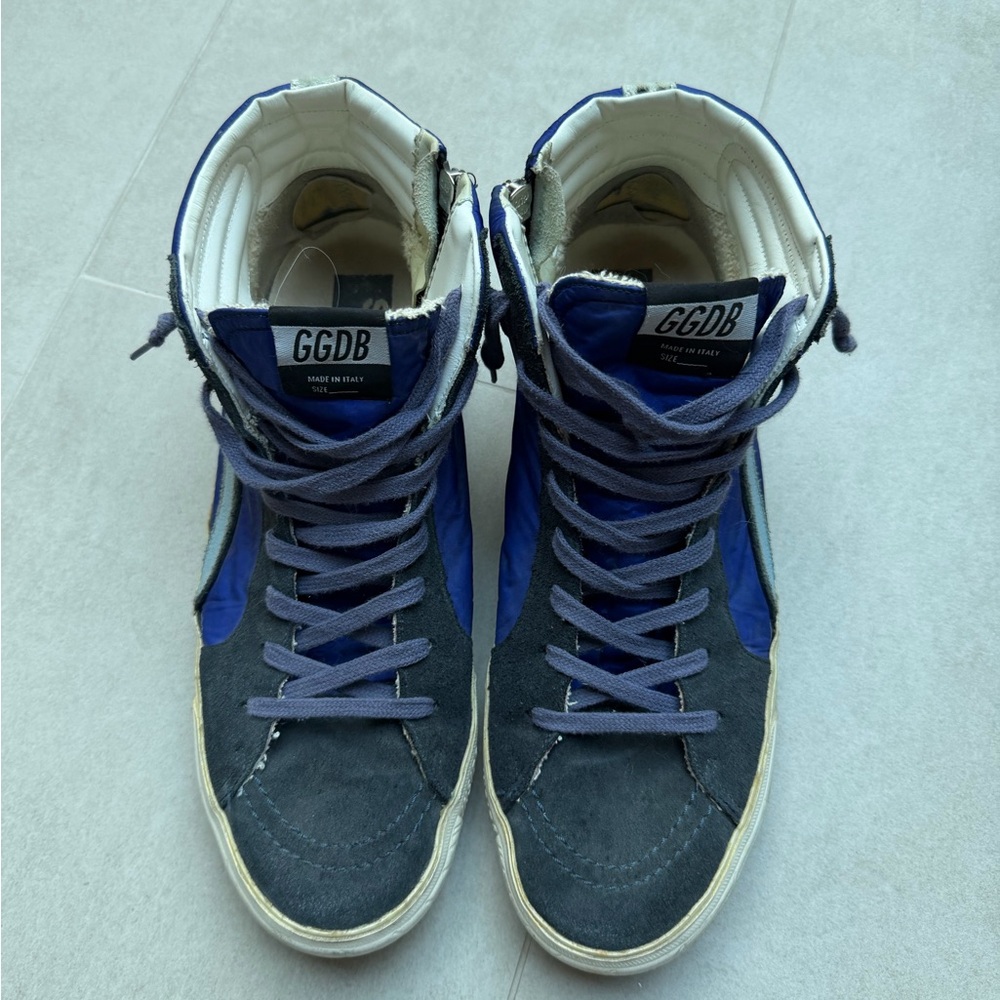 Men’s Golden Goose High-Top Sneakers - Blue and Black size 45 - Picture 2 of 4